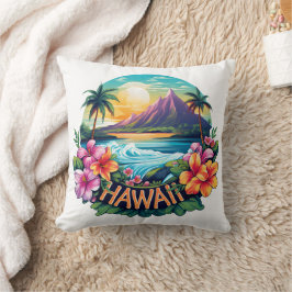 Travel för Hawaii Aloha Tropical Beach Mountains Kudde