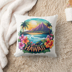 Travel för Hawaii Aloha Tropical Beach Mountains Kudde