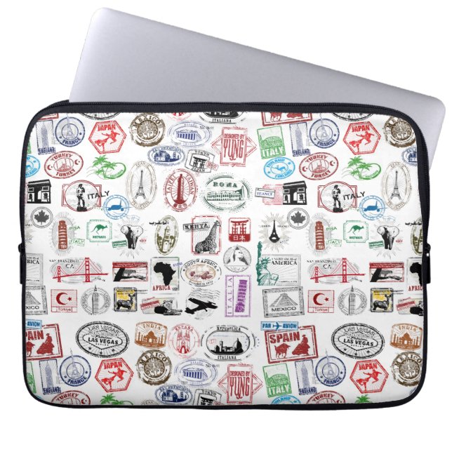 Travel Frimärke Mönster Fodral Sleeve (Framsidan)