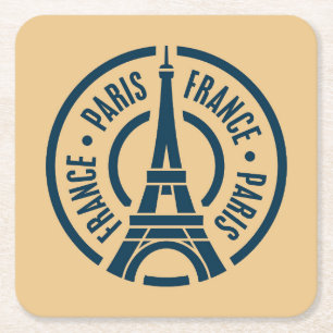 Travel Frimärke, Paris Frankrike Underlägg Papper Kvadrat