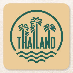 Travel Frimärke, Thailand Underlägg Papper Kvadrat