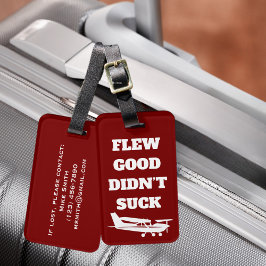 Travel Funny "Flew Bra Do Suck" och flygplan Bagagebricka