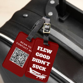 Travel Funny "Flew Bra Do Suck" och flygplan Bagagebricka
