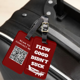 Travel Funny "Flew Bra Do Suck" och flygplan Bagagebricka