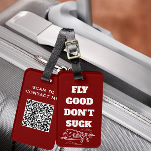 Travel Funny "Fly Bra Don Suck" och flygplan Bagagebricka