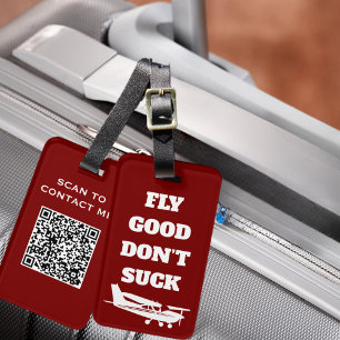 Travel Funny Joke "Fly Bra Don't Suck" och flygpla Bagagebricka