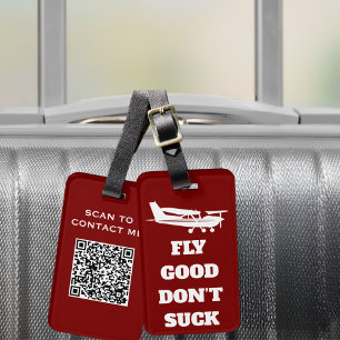 Travel Funny Joke "Fly Bra Don't Suck" och flygpla Bagagebricka