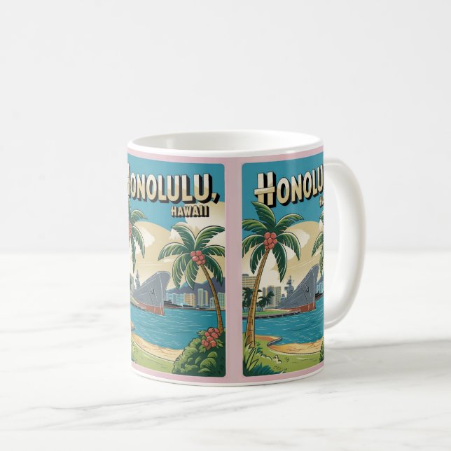 Travel Honululu, hawaii-tropisk strandgåva Kaffemugg (Framsida höger)