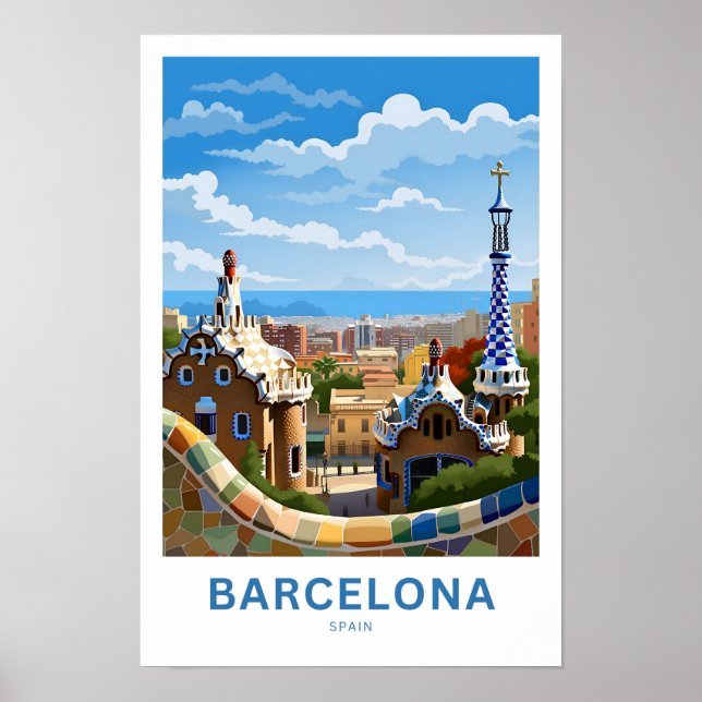 Travel i Barcelona Spanien Poster (Framsidan)