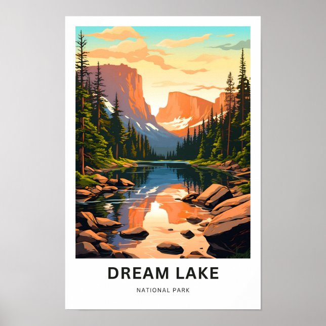 Travel i Dream Sjö nationalpark Travel Poster (Framsidan)