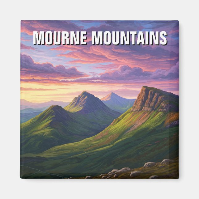 Travel i Mourne Mountains Northern Ireland Magnet (Framsidan)