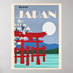 Travel Japan, illustration av vintagen, Poster