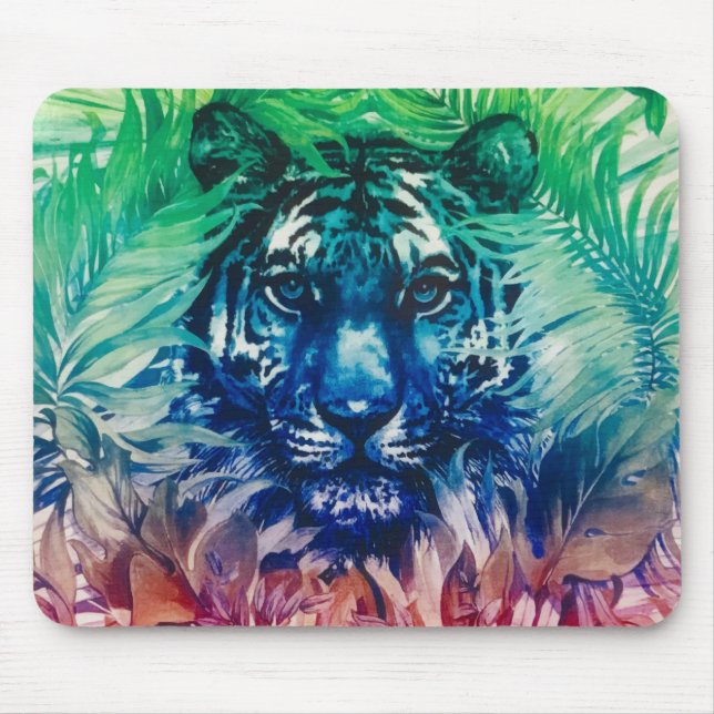 Travel Jungle Vild Tiger Foliage Tropical Löv Musmatta (Framsidan)