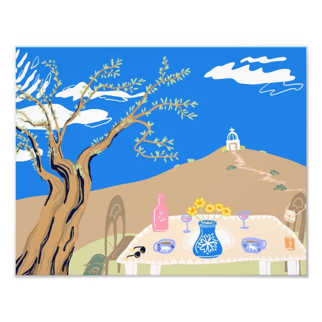 Travel keepsake Greek afternoon olive tree scene Fototryck (Framsidan)
