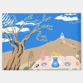 Travel keepsake Greek afternoon olive tree scene Magnet