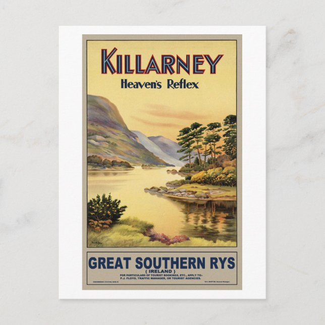 Travel Killarney Ireland med Railways Vintage Vykort (Framsida)