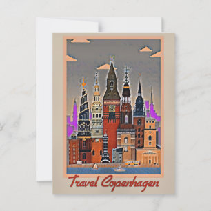 Travel Köpenhamn, Danmark Vykort