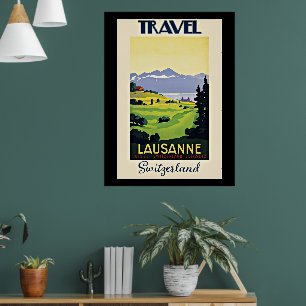 Travel Lausanne, Schweiz vintage affisch