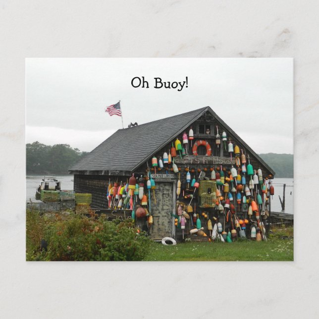 Travel Maine Lobster Buoys Oh Buoy shack view PC Vykort (Framsida)