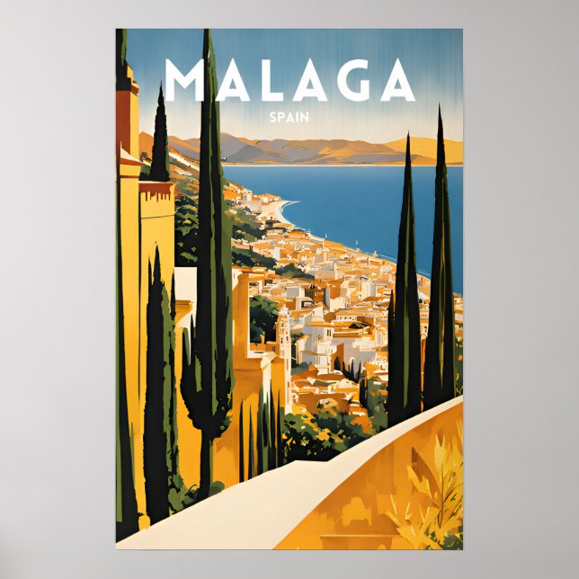 Travel Malaga Spanien Poster (Framsidan)
