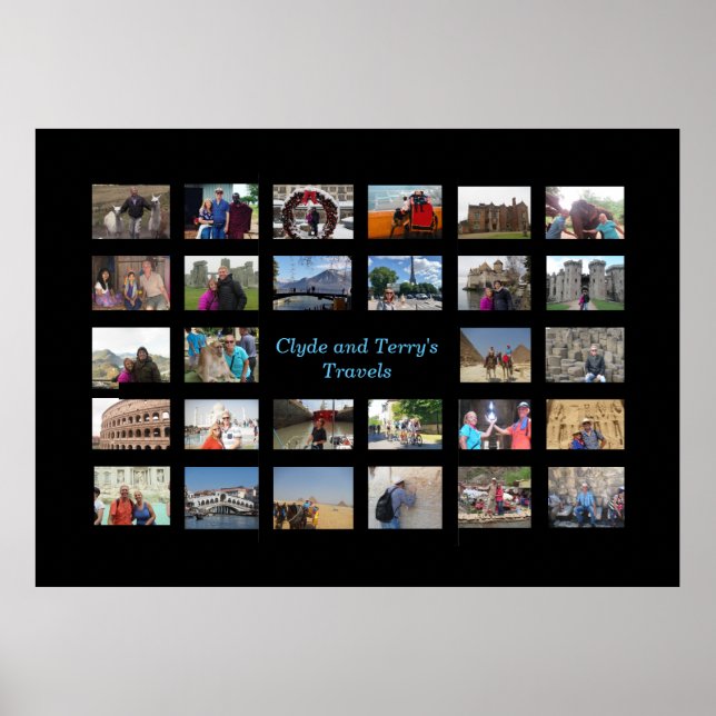 Travel Memories Collage 36 X 24 Black Background Poster (Framsidan)