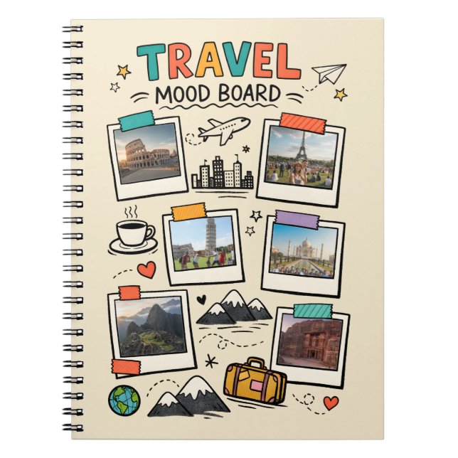 Travel Mood Board Dream Trip Journal Cover Anteckningsbok (Framsidan)