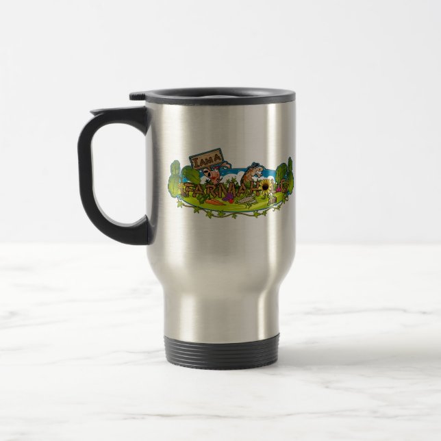 Travel mug 15oz för Farmaholic logotyprostfritt Resemugg (Vänster)