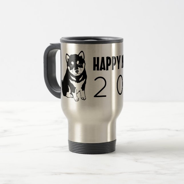 Travel mug 2018 för Shiba Inu kinesisk hundår Resemugg (Framsida vänster)