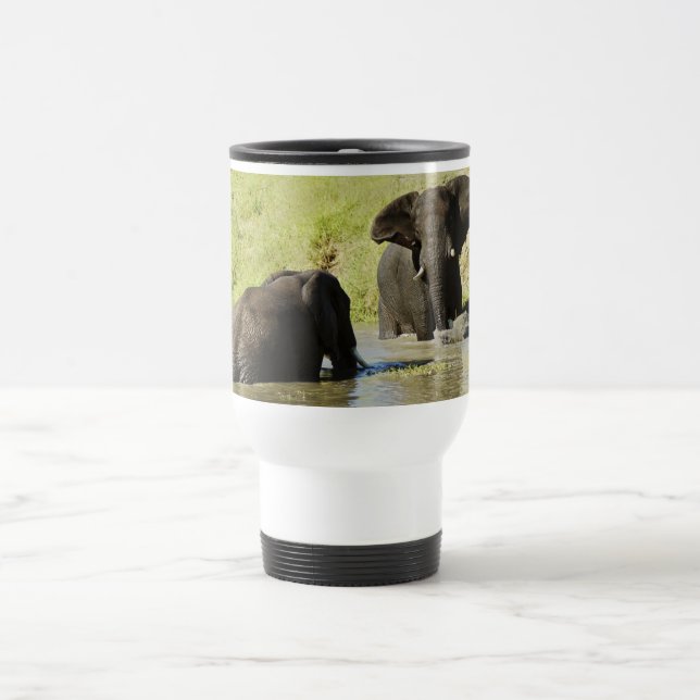 Travel mug för elefantsimning (afrikansk elefant) resemugg (Center)
