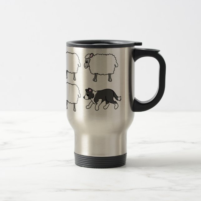 Travel mug för får för gränsColliesamlare Resemugg (Höger)
