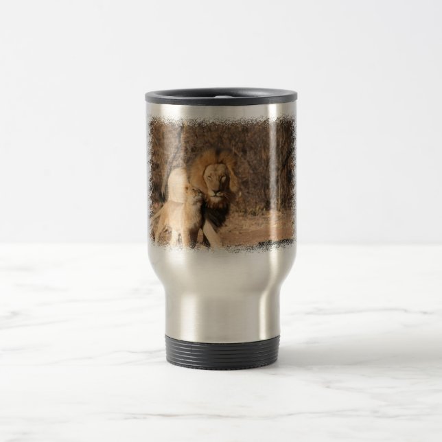 Travel mug för lejon och lejon unge resemugg (Center)