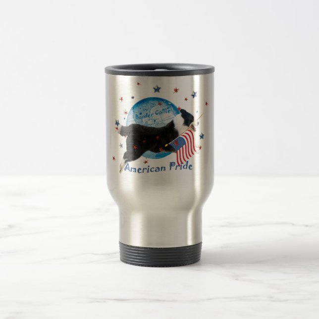 Travel mug för pride för gränsCollieamerikan Resemugg (Center)
