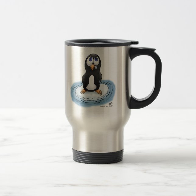 Travel mug för tecknadpingvinkaffe: På havet Resemugg (Höger)