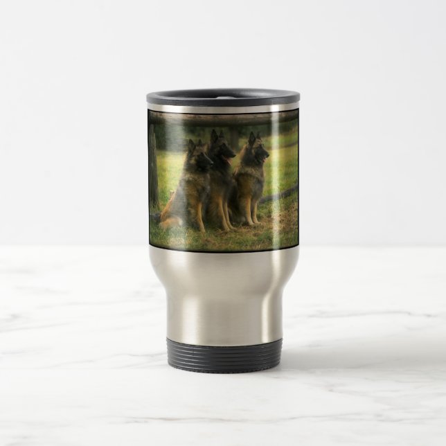 Travel mug för tre tysk shepherds resemugg (Center)