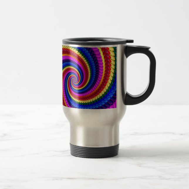 Travel mug - regnbågen virvlar runt Fractalmönster Resemugg (Höger)