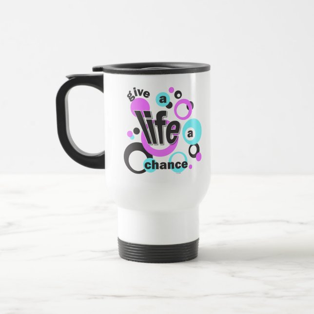 Travel mug with a pro-life message. resemugg (Vänster)
