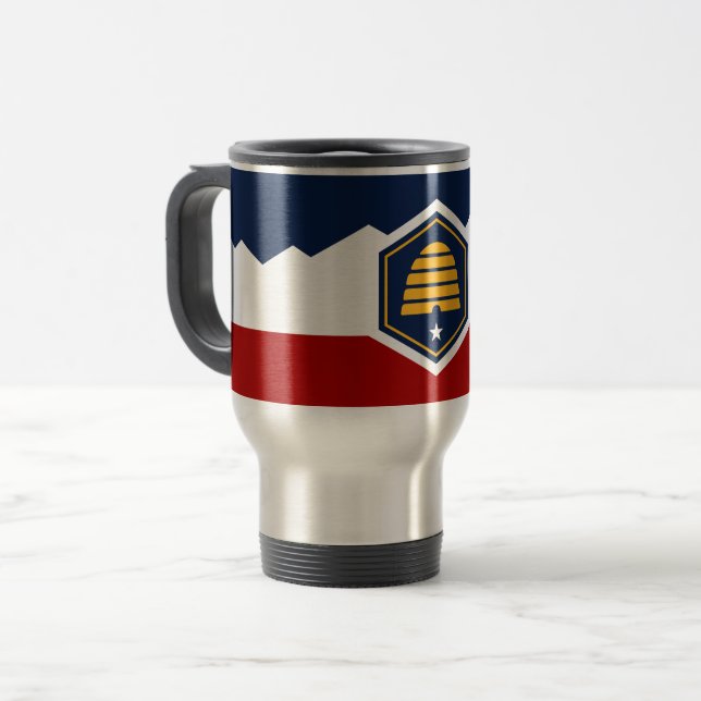 Travel Mug with Flag of Utah, USA Resemugg (Framsida vänster)
