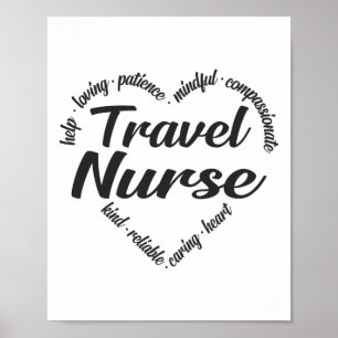 Travel Nurse Heart Ord Cloud Poster