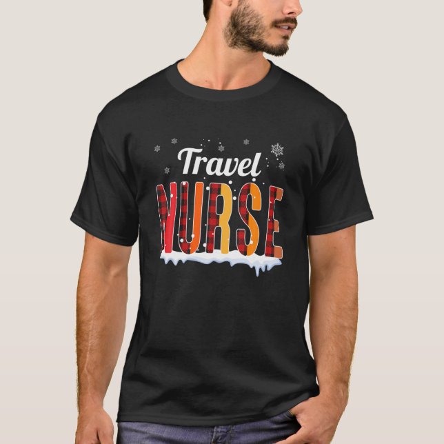 Travel Nurse jul Red Play Skriv ut RN Nurse Xm T Shirt (Framsida)