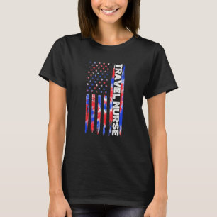 Travel Nurse Nursing Tie Dye American Flagga 4:e T Shirt