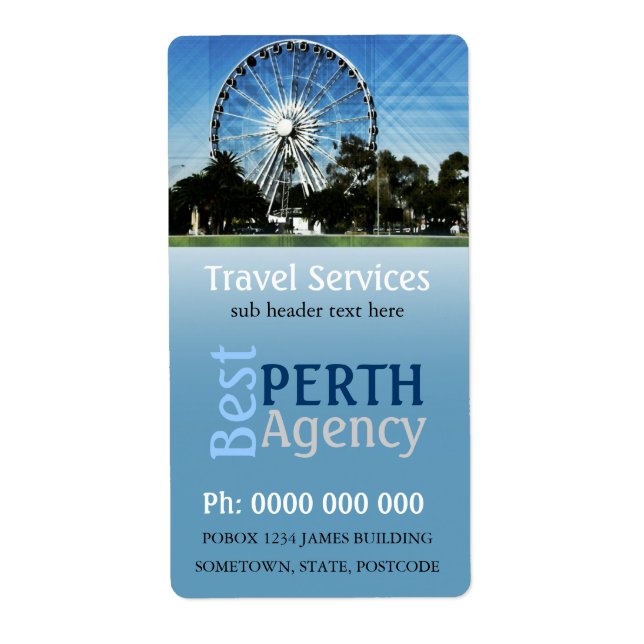 Travel Perth Wheel-etikett Fraktsedel (Framsidan)