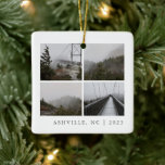 Travel Photo Collage Anpassningsbar Vacation Keeps Julgransprydnad Keramik<br><div class="desc">Anpassa ett modernt och enkelt resemaket. Lägg till dina egna foton och anpassa din resande äventyr i stad,  läge och år! Om du vill göra ytterligare anpassningar lägger du till fler foton längst bak i dekorationen ❤ Skicka ett meddelande med eventuella anpassningsbegäranden,  hjälp med en design eller frågor.</div>