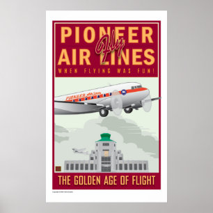 TRAVEL-Pioneer Luft Linjer Poster