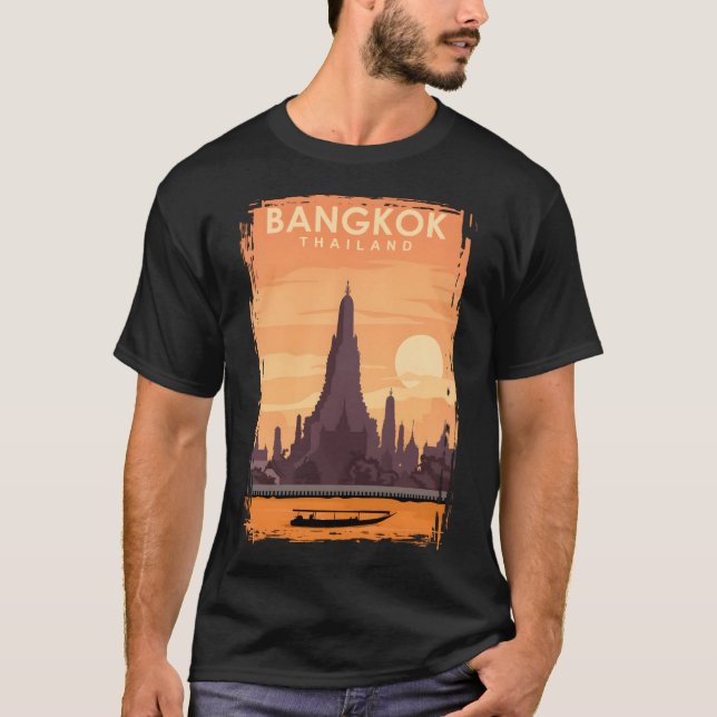 Travel Poster Art-utskrift för Bangkok T Shirt (Framsida)