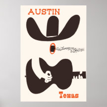 Travel Poster för Austin, Texas.