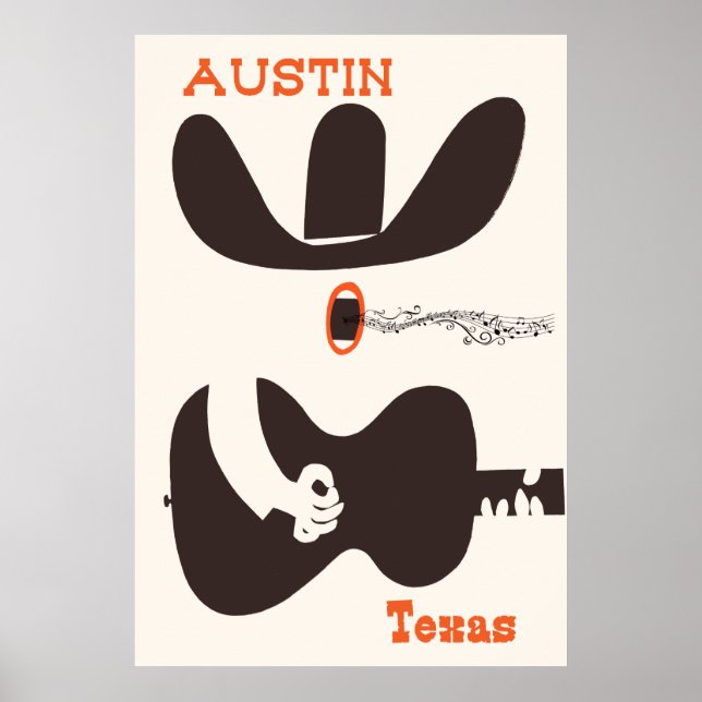 Travel Poster för Austin, Texas. (Framsidan)
