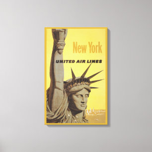 Travel Poster for New York, United Luft Linjer Canvastryck