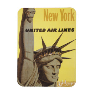Travel Poster for New York, United Luft Linjer Magnet