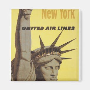 Travel Poster for New York, United Luft Linjer Magnet