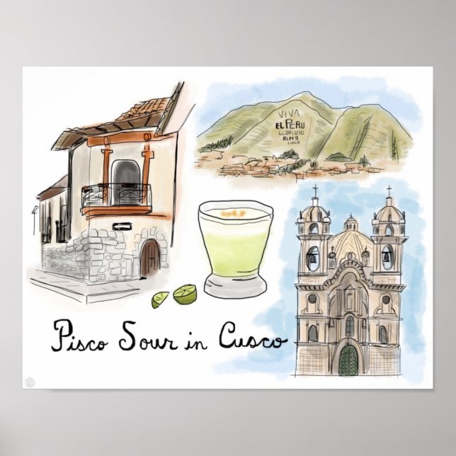Travel Poster: Pisco Sour i Cusco, Peru Poster (Framsidan)